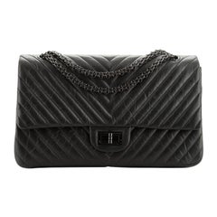 CHANEL So Black Aged Calfskin Chevron Quilted 2.55 Reissue Mini