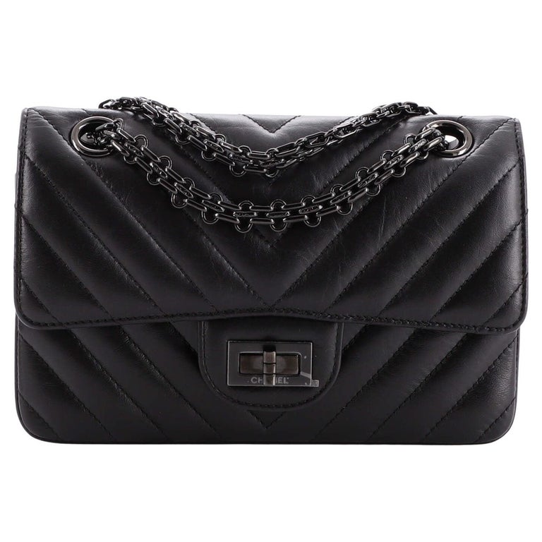 Chanel Small Black White Chevron Couture Flap Bag