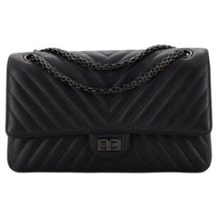Chanel So Black Reissue 2.55 Flap Bag Chevron Sheepskin 226