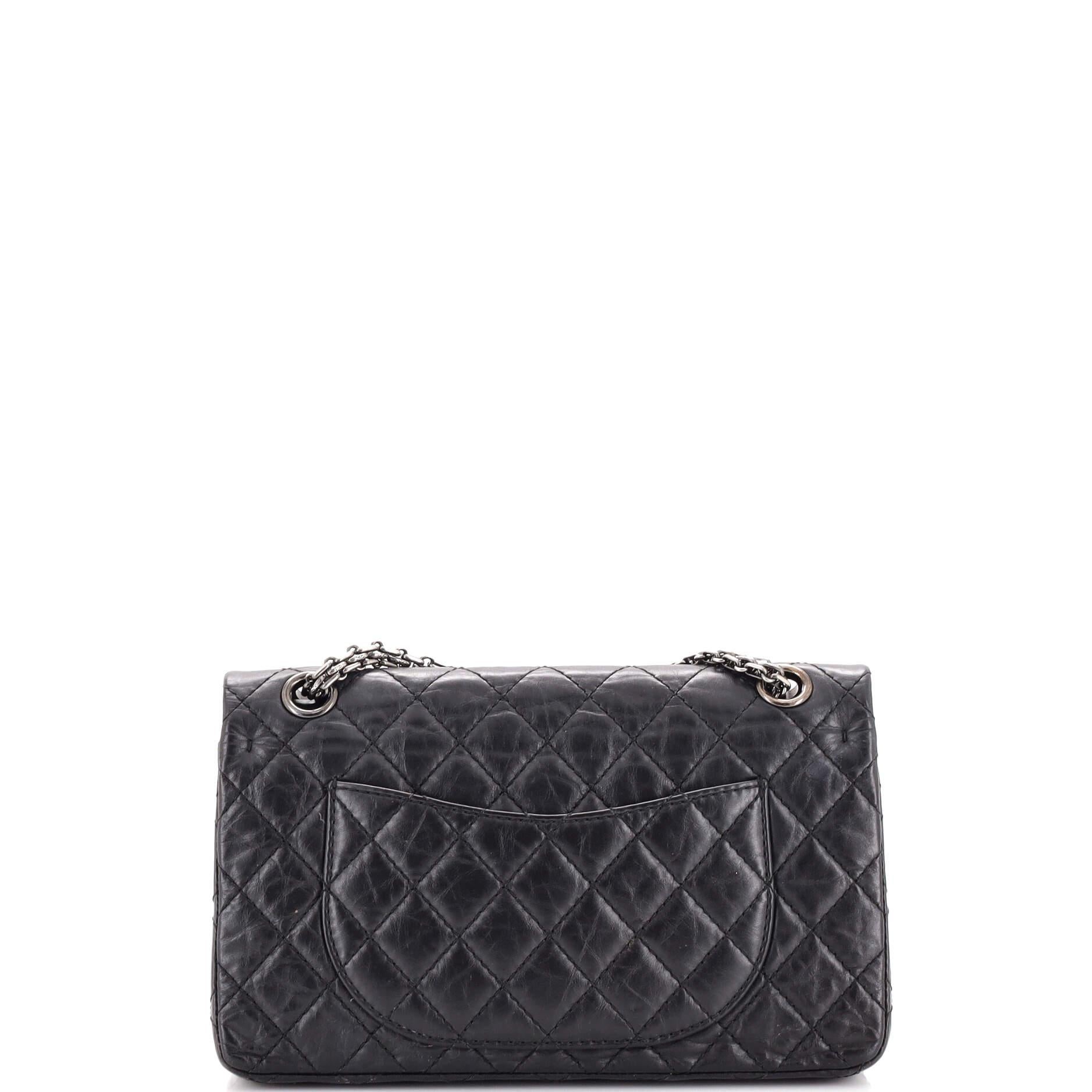 Women's or Men's Chanel So Black Reissue 2.55 Flap Bag Quilted Aged Calfskin 225