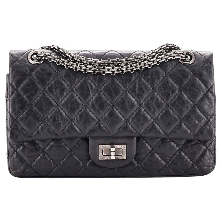 CHANEL Aged Calfskin Chevron Quilted 2.55 Reissue Mini Flap Black