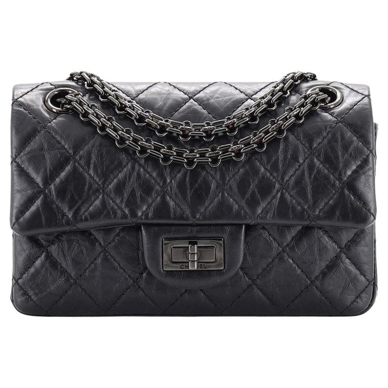 Chanel So Black Reissue 2.55 Flap Bag Quilted Aged Calfskin Mini at 1stDibs