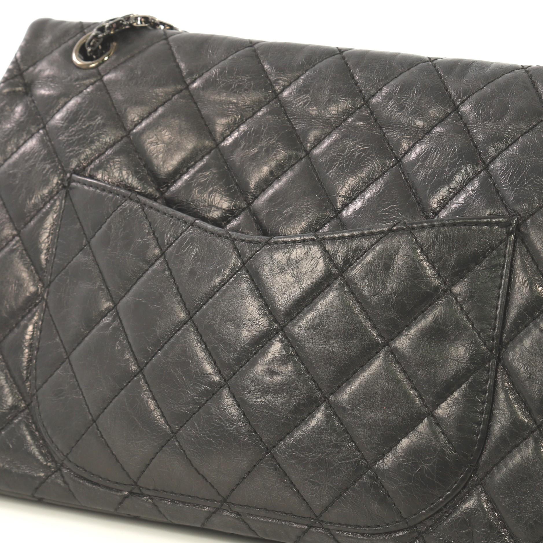 Chanel So Black Reissue 2.55 Flap Bag Quilted Glazed Aged Calfskin 227 1