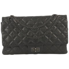 Chanel So Black Reissue 2.55 Flap Bag Quilted Glazed Aged Calfskin 227