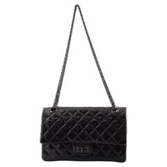Chanel So Black Reissue 2.55 Flap Bag Quilted Glazed Calfskin 225