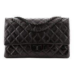 Chanel So Black Reissue 2.55 Flap Bag Quilted Glazed Calfskin 226