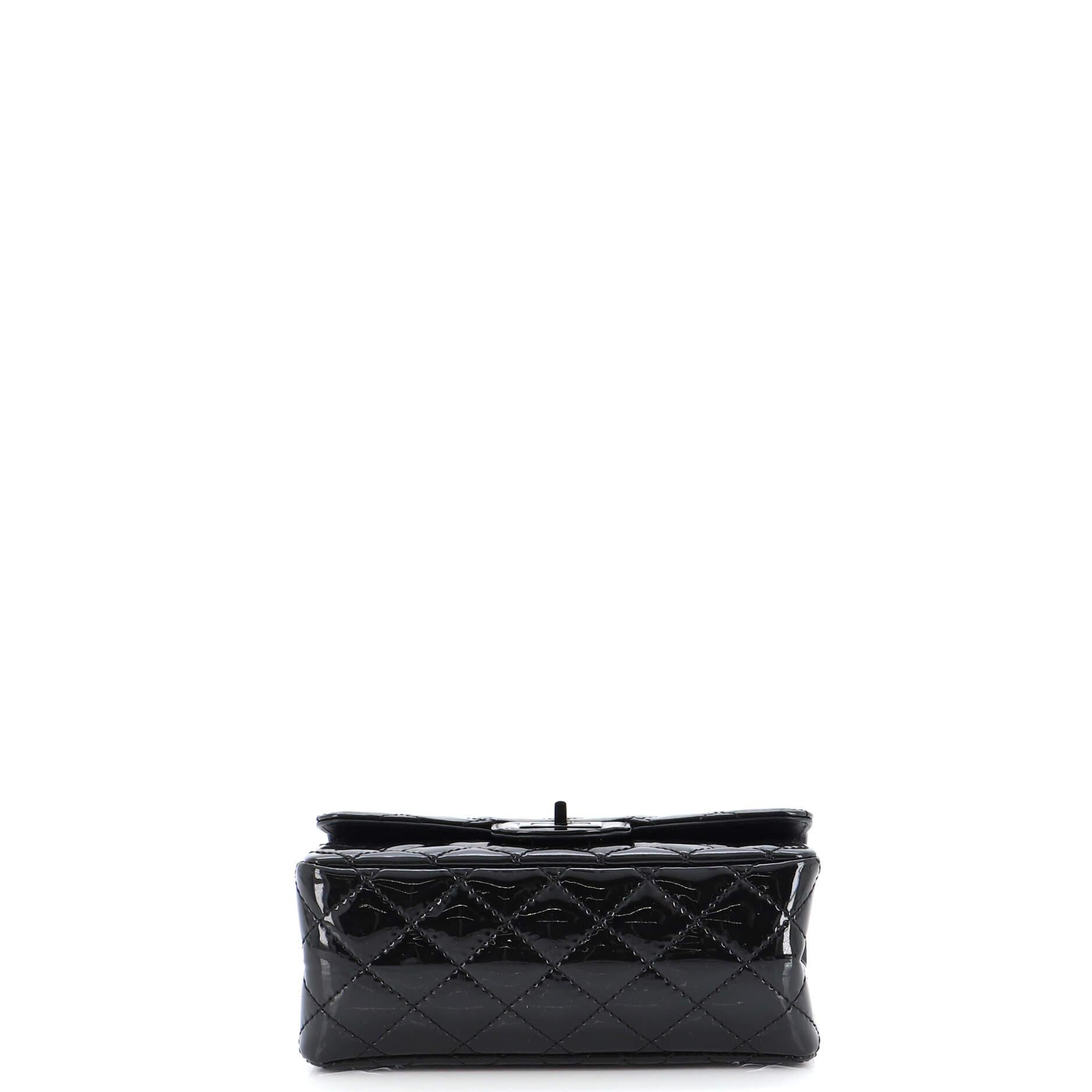Chanel So Black Reissue 2.55 Flap Bag Quilted Patent Mini 1
