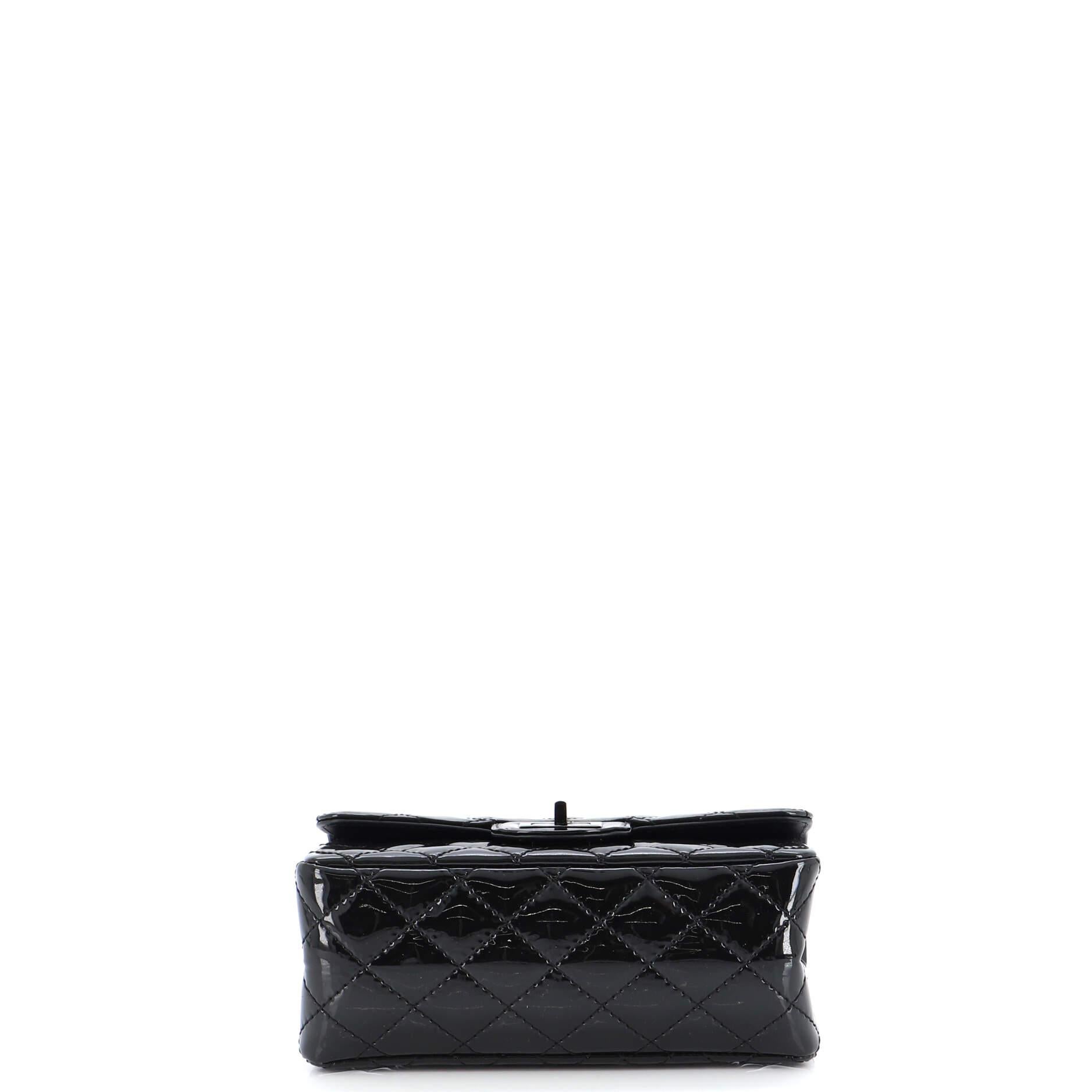 Chanel So Black Reissue 2.55 Flap Bag Quilted Patent Mini For Sale at ...