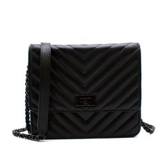 Chanel So Black Reissue 2.55 Square Chevron Wallet On Chain