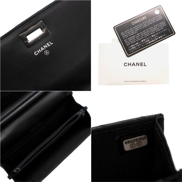 Chanel So Black Reissue 2.55 Square Chevron Wallet On Chain at 1stDibs