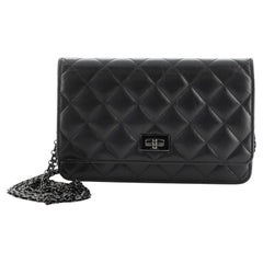 Chanel So Black Reissue 2.55 Wallet on Chain Quilted Aged Calfskin
