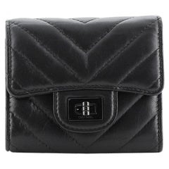 Chanel So Black Reissue Compact Wallet Chevron Sheepskin