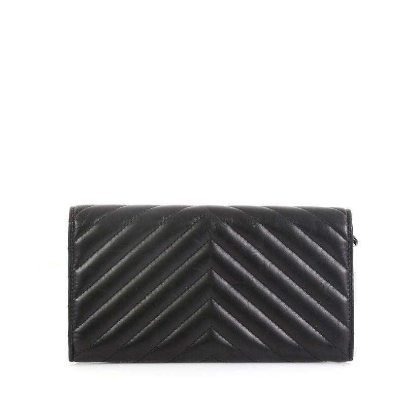Women's or Men's Chanel So Black Reissue Flap Wallet Chevron Leather Long