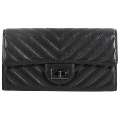 Chanel So Black Reissue Flap Wallet Chevron Leather Long