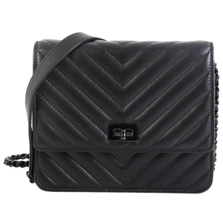 Chanel So Black Reissue Square Wallet on Chain Chevron Aged Calfskin at  1stDibs
