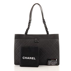 Chanel So Black Shopping Tote Quilted Caviar Large