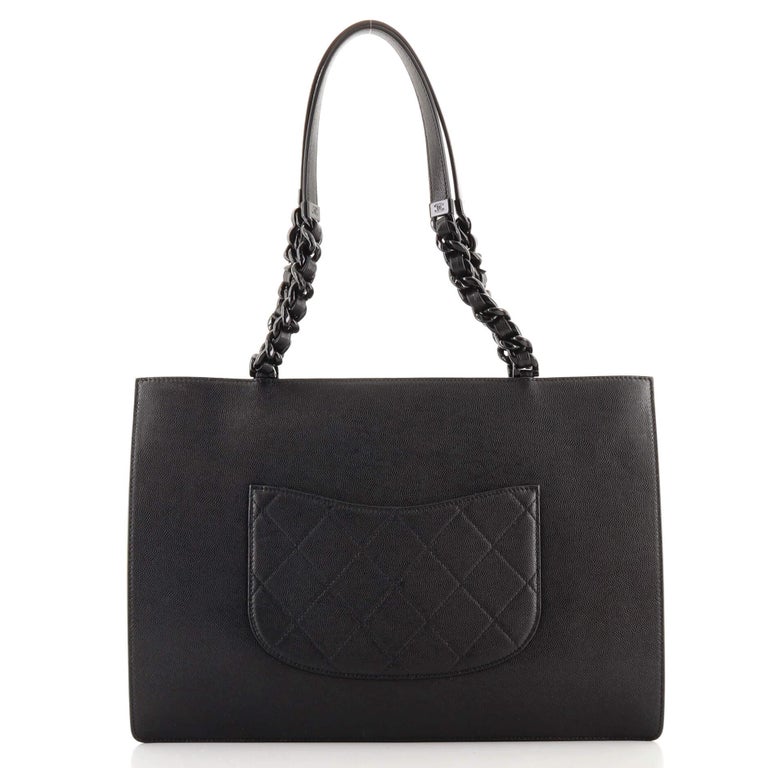 Chanel So Black Shopping Tote Quilted Caviar Large at 1stDibs