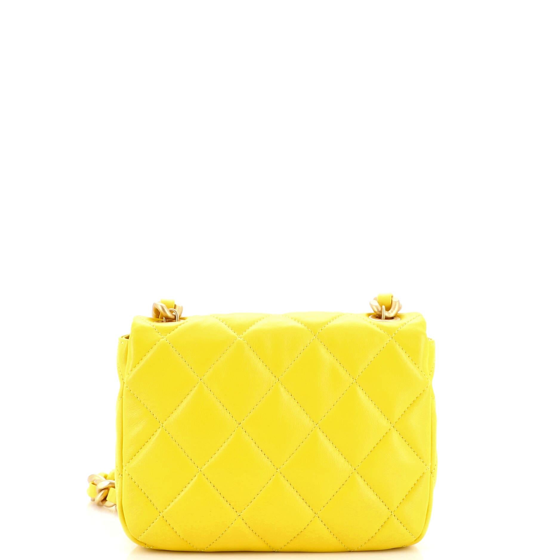 Women's or Men's Chanel So Black Square Classic Single Flap Bag Quilted Lambskin Mini