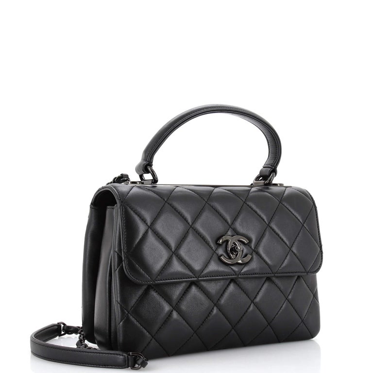 Chanel So Black Trendy CC Top Handle Bag Quilted Lambskin Small at 1stDibs
