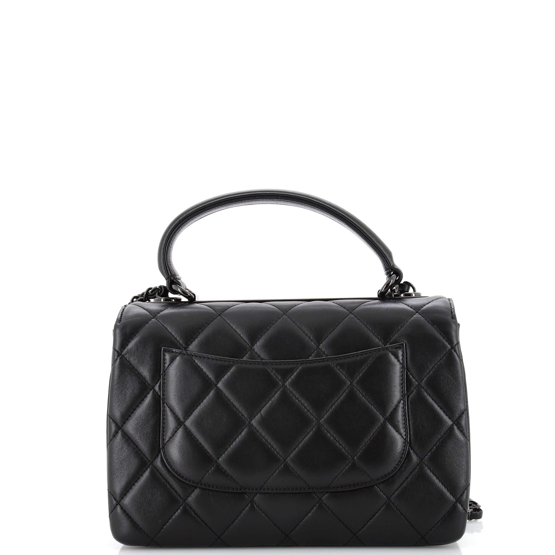 Women's or Men's Chanel So Black Trendy CC Top Handle Bag Quilted Lambskin Small