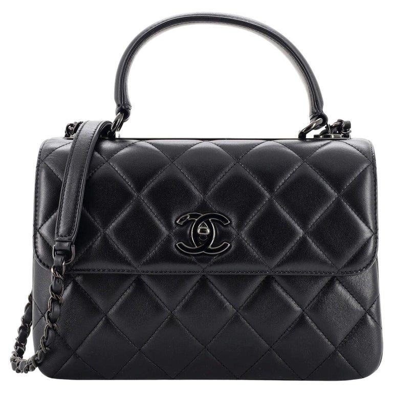 Chanel So Black Trendy CC Top Handle Bag Quilted Lambskin Small