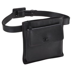 Chanel So Black Used Rare Waist Bum Belt Bag Fanny Pack Bag