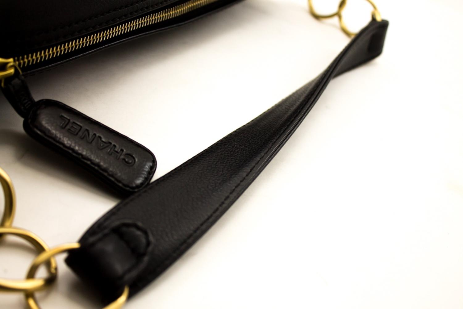 CHANEL Soft Caviar Chain Shoulder Bag Leather Black Zipper 8