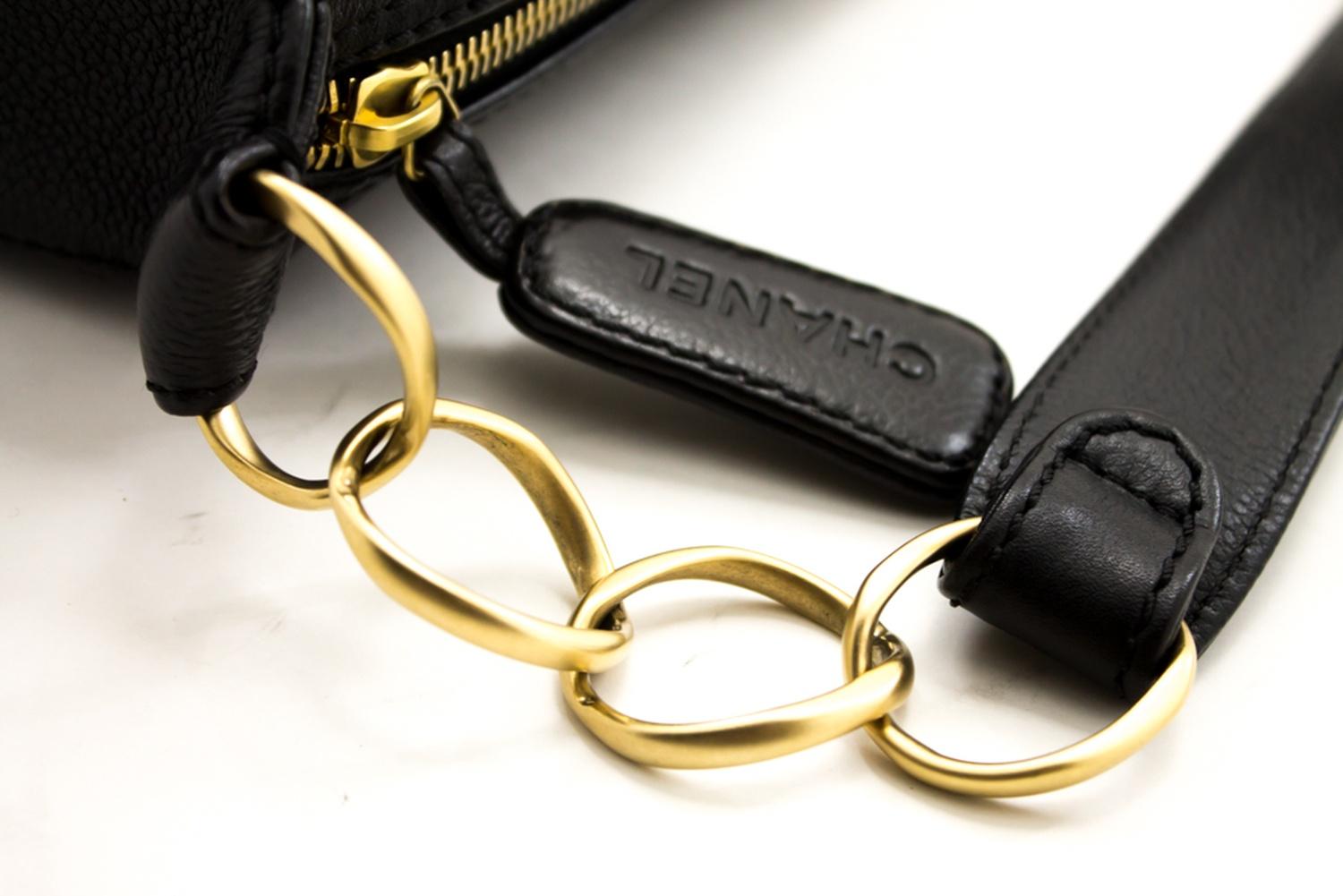 CHANEL Soft Caviar Chain Shoulder Bag Leather Black Zipper 9