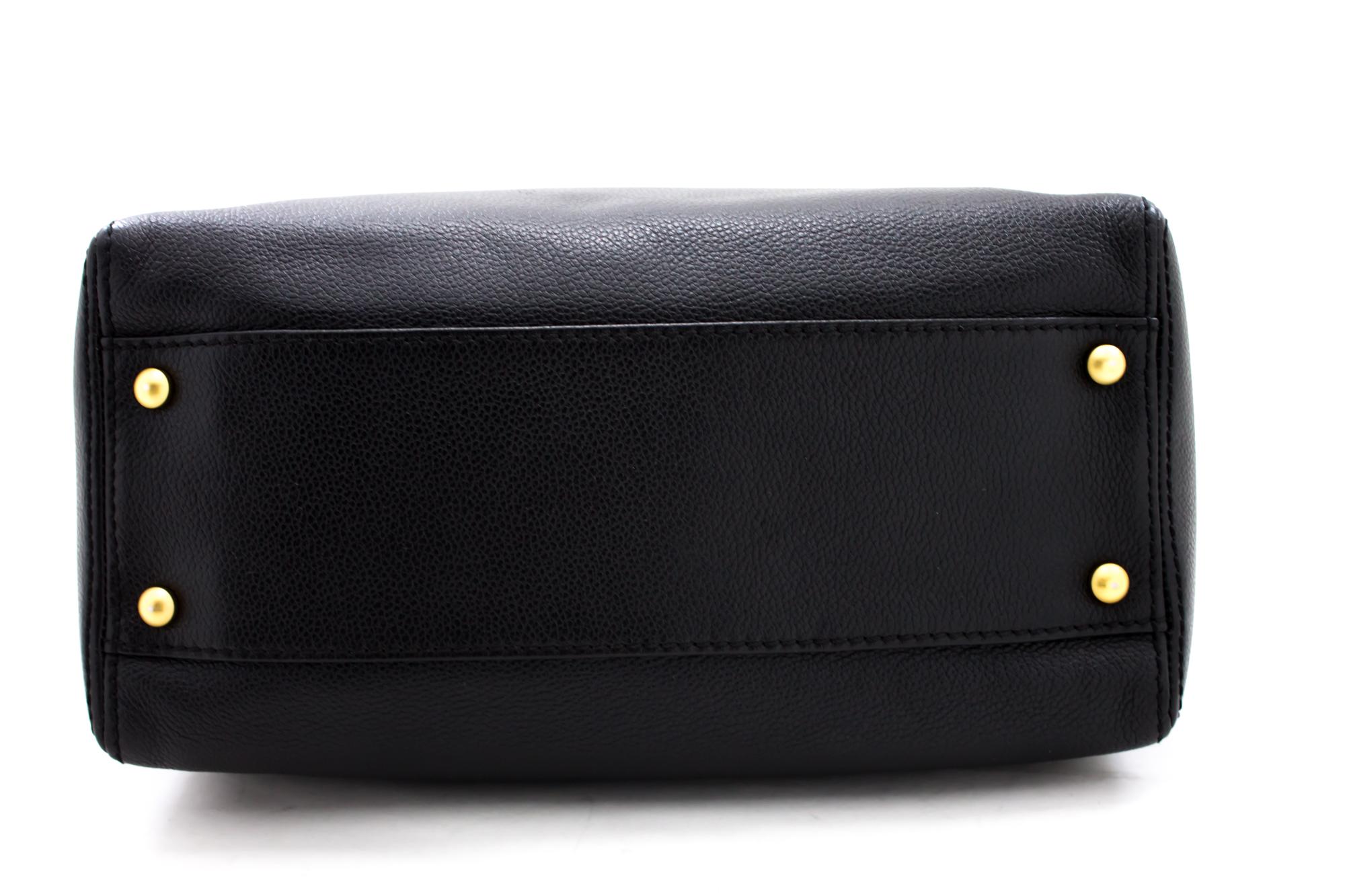 Women's CHANEL Soft Caviar Chain Shoulder Bag Leather Black Zipper
