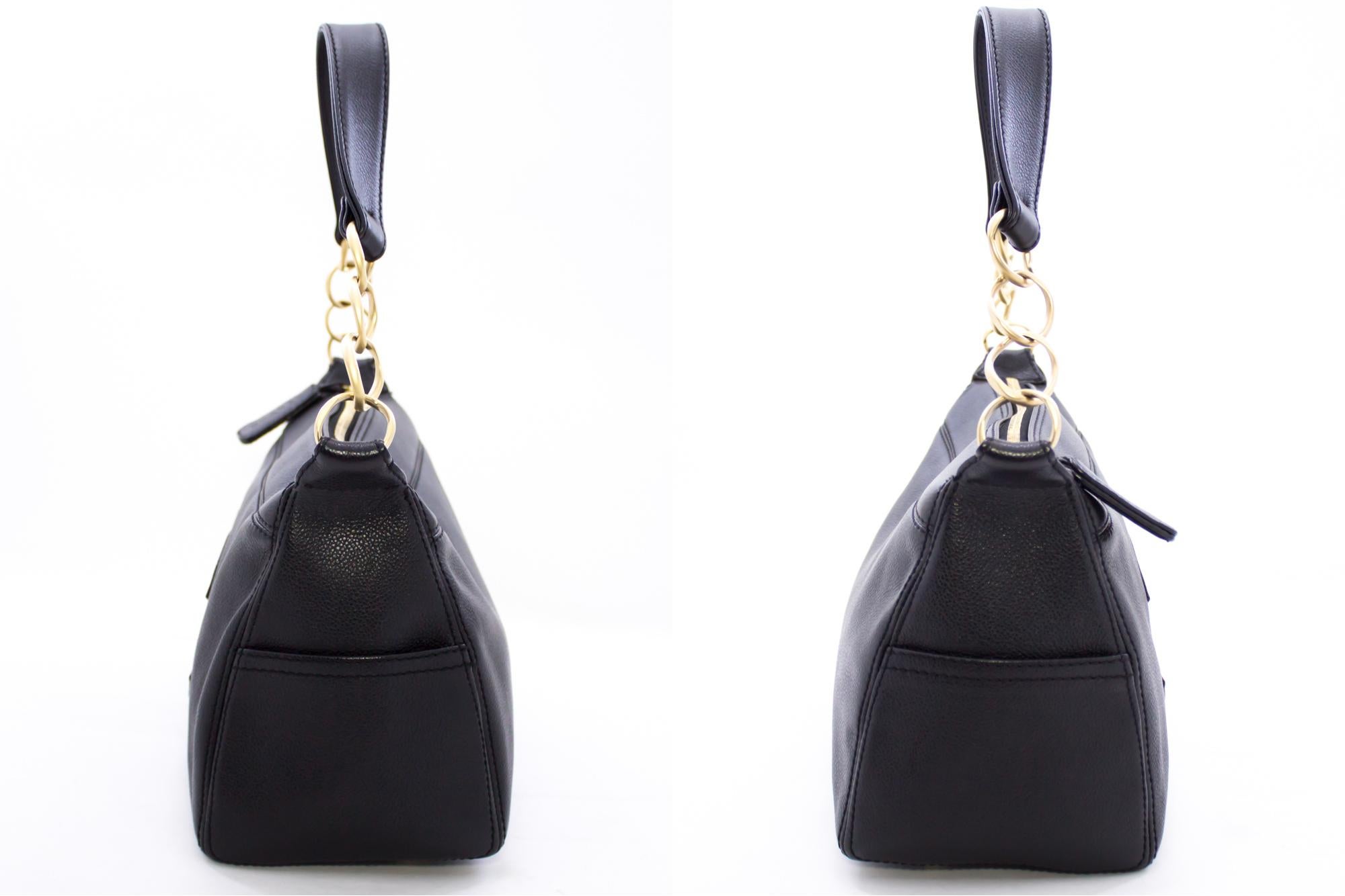 CHANEL Soft Caviar Chain Shoulder Bag Leather Black Zipper 1