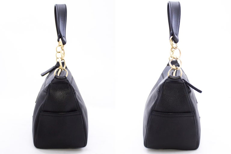 CHANEL Soft Caviar Chain Shoulder Bag Leather Black Zipper For Sale at ...