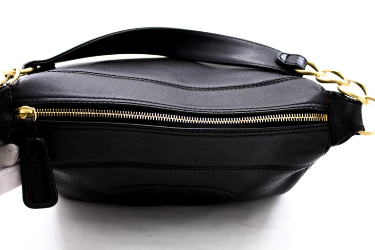 CHANEL Soft Caviar Chain Shoulder Bag Leather Black Zipper For Sale at ...