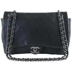 Vintage Chanel Soft Caviar Maxi Flap 4ct1012 Black Leather Cross Body Bag
