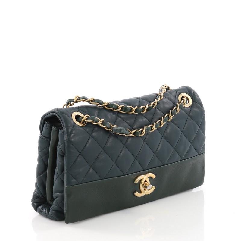 Black Chanel Soft Elegance Flap Bag Quilted Distressed Calfskin Medium