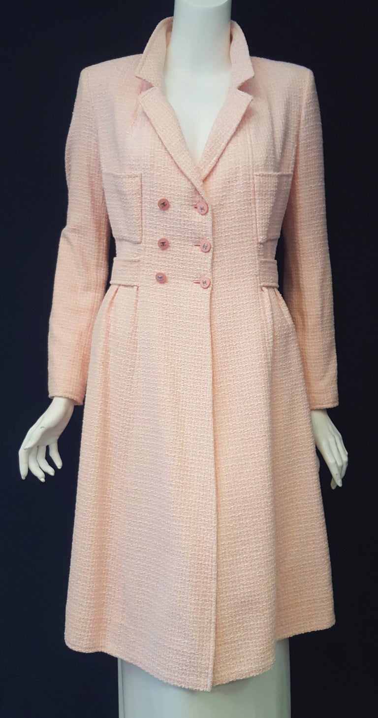 Chanel Soft Pink Cotton and Wool Coat with Notch Collar at 1stDibs