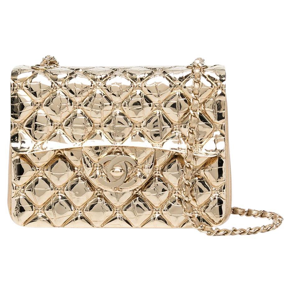 Chanel Solid Gold Metal Flap at 1stDibs