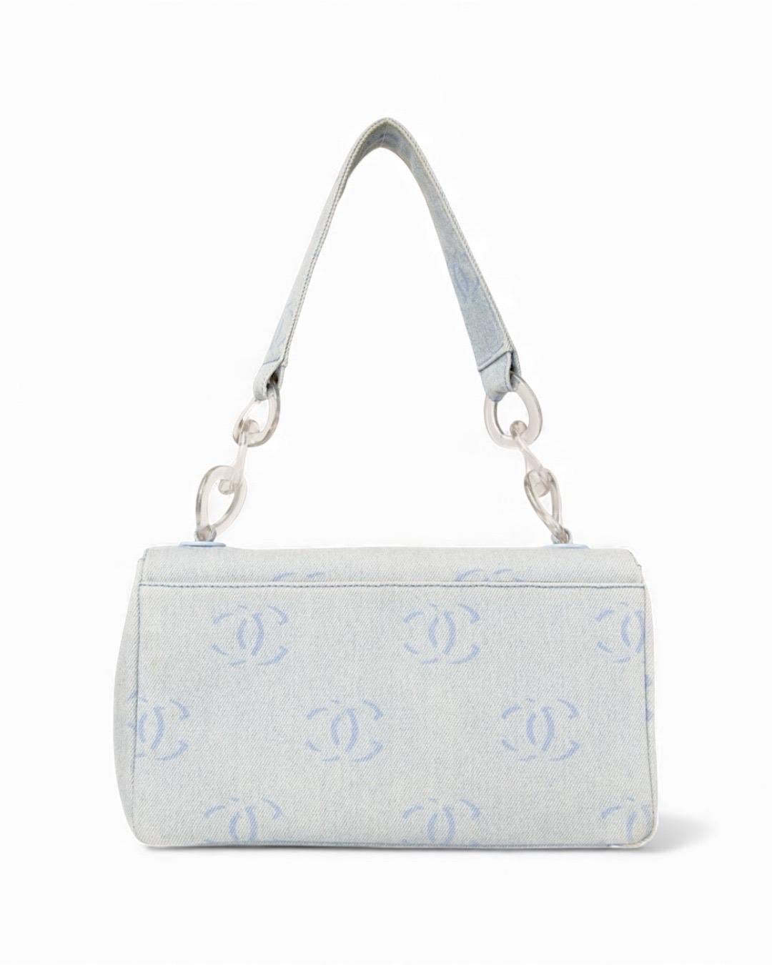 Chanel Sottospalla Chain CC Denim Azzurra Bon état - En vente à Torre Del Greco, IT