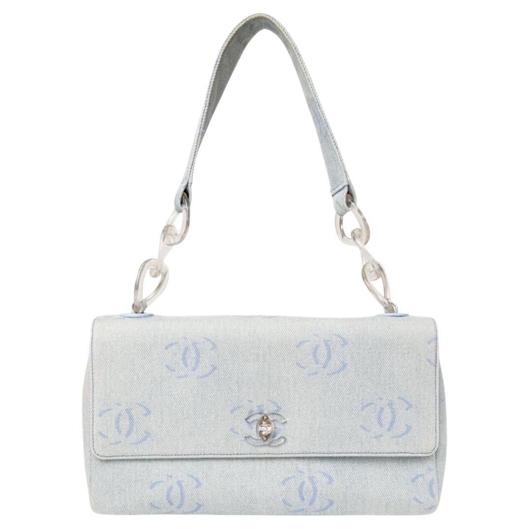 Chanel Sottospalla Chain CC Denim Azzurra