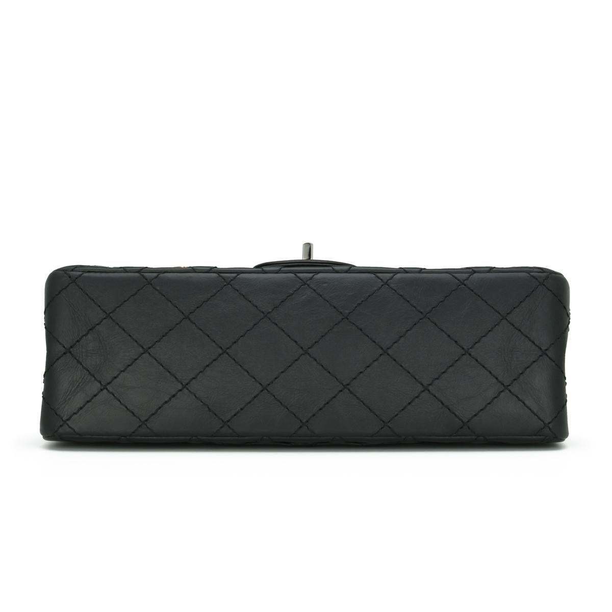 CHANEL Space Charms 2.55 Reissue 225 Flap Bag Black Aged Calfskin 2017 For Sale 2