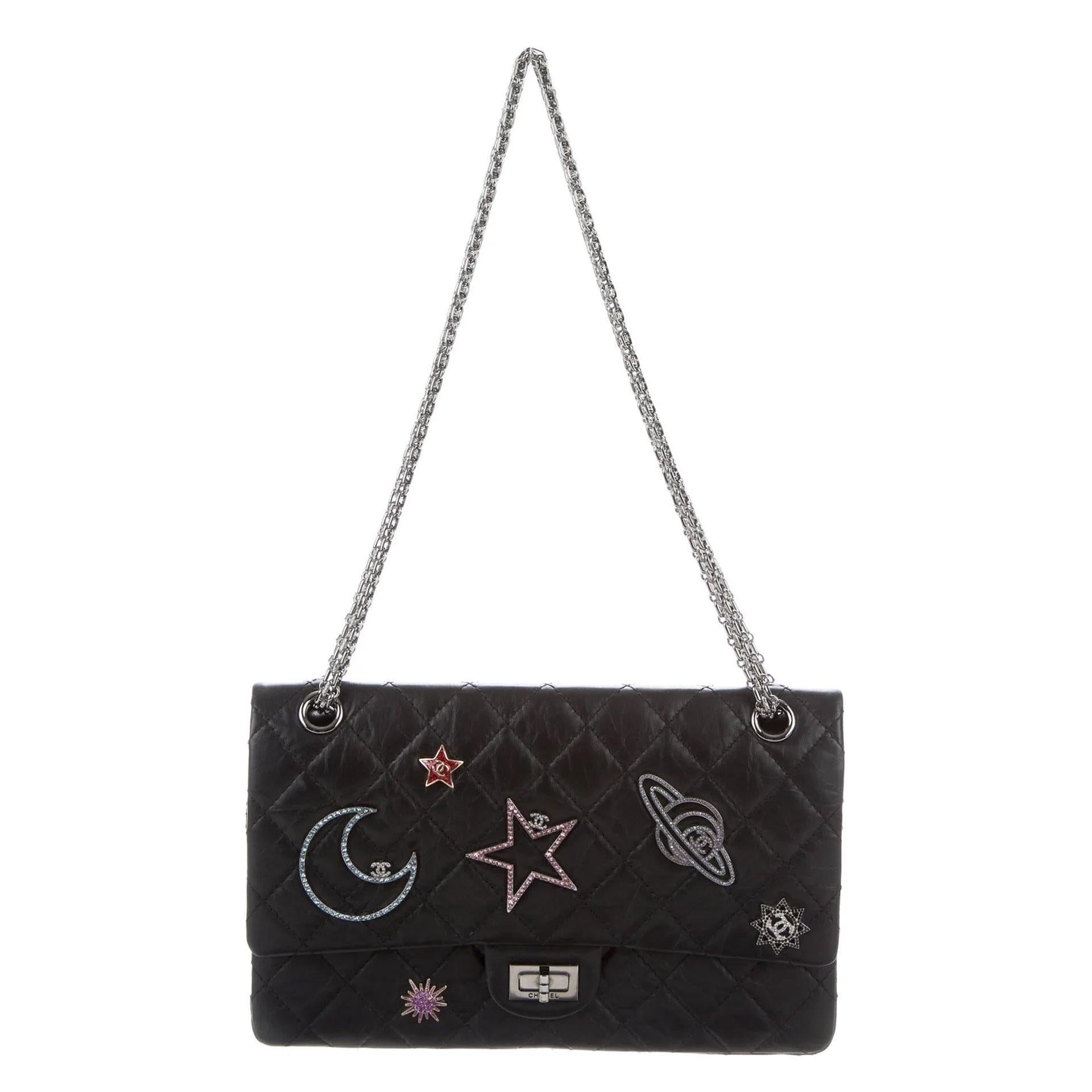 Black Chanel 2017 Space Reissue Charms Icons Mademoiselle Flap Bag Limited Edition For Sale