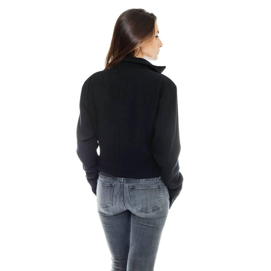 Women's CHANEL Spencer Jacket in Black Wool Size 42FR