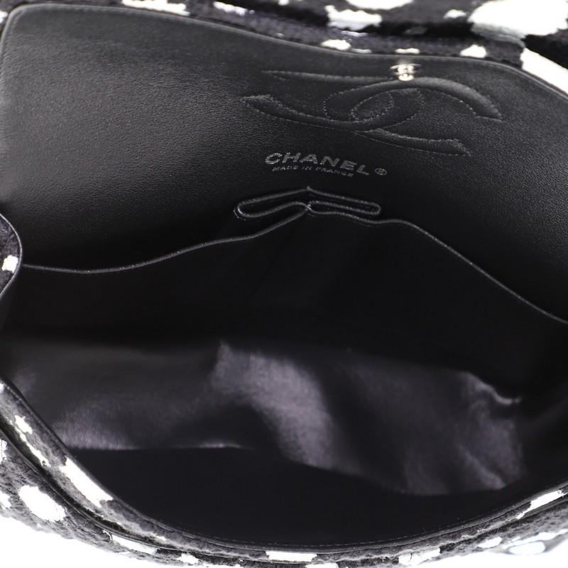 Black Chanel Splatter Paint Classic Double Flap Bag Tweed Medium