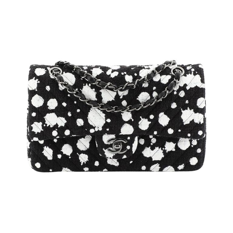 Chanel Splatter Paint Classic Double Flap Bag Tweed Medium
