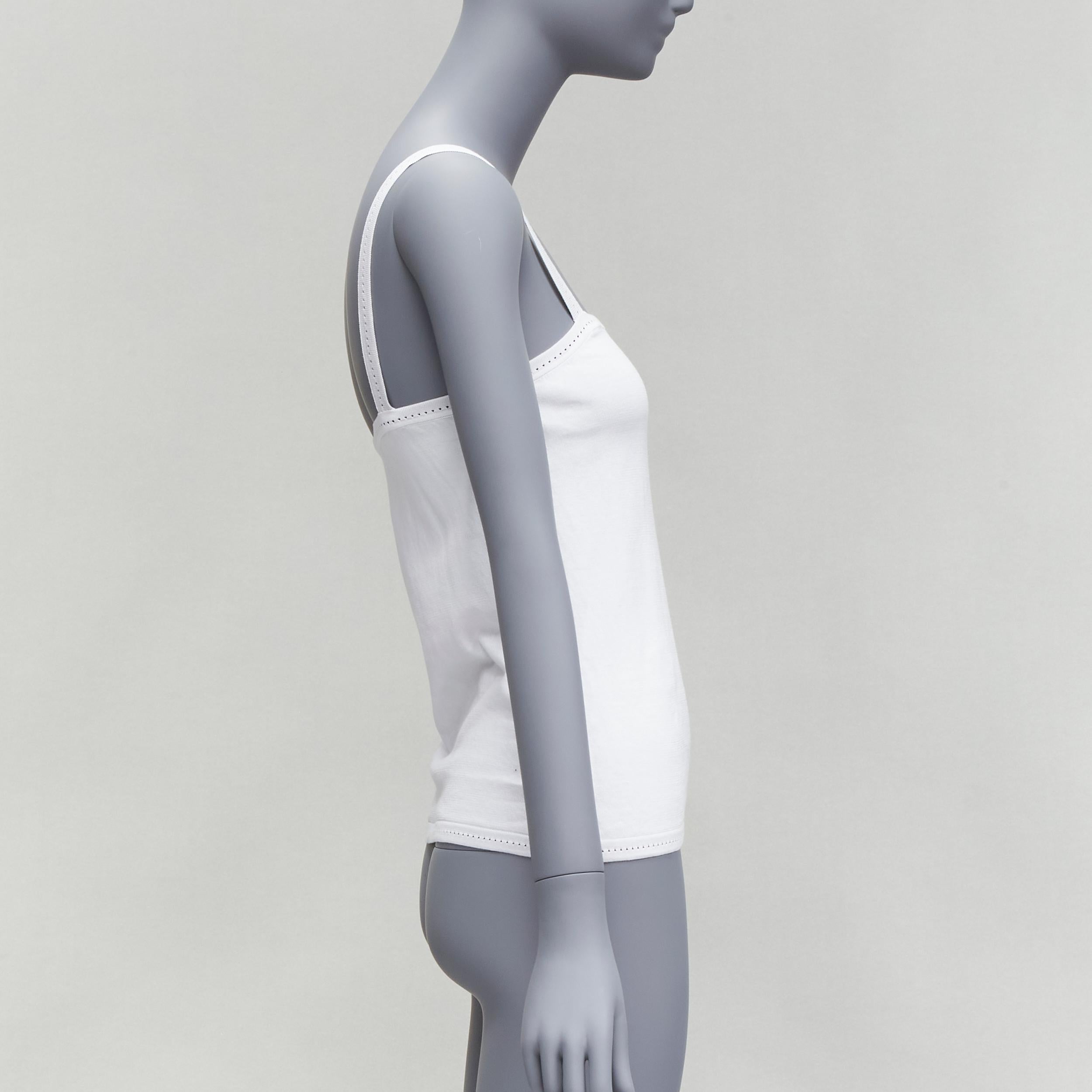 CHANEL SPORT 07C white cotton CC interlock logo knit cami tank top FR36 S In Excellent Condition In Hong Kong, NT