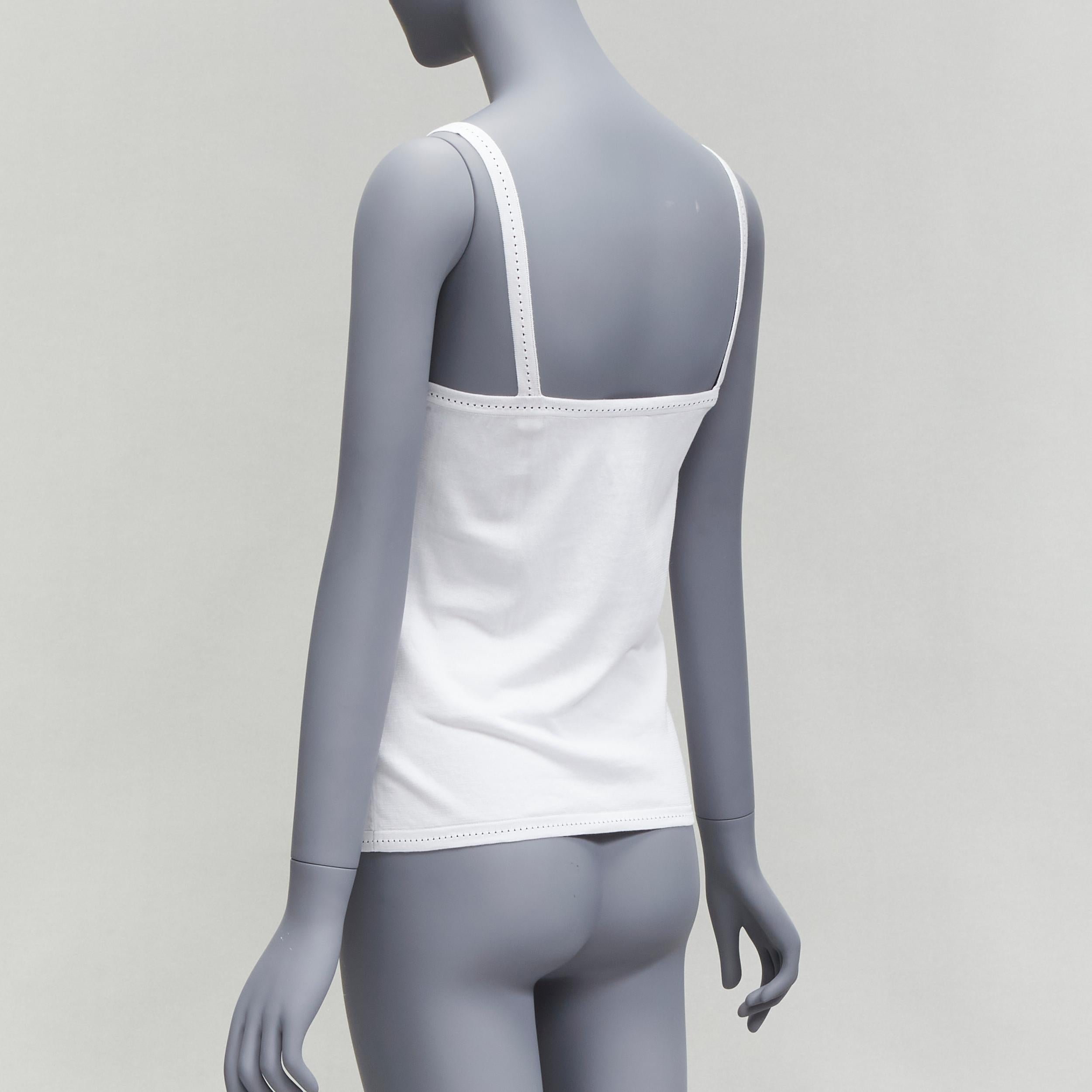 CHANEL SPORT 07C white cotton CC interlock logo knit cami tank top FR36 S 1