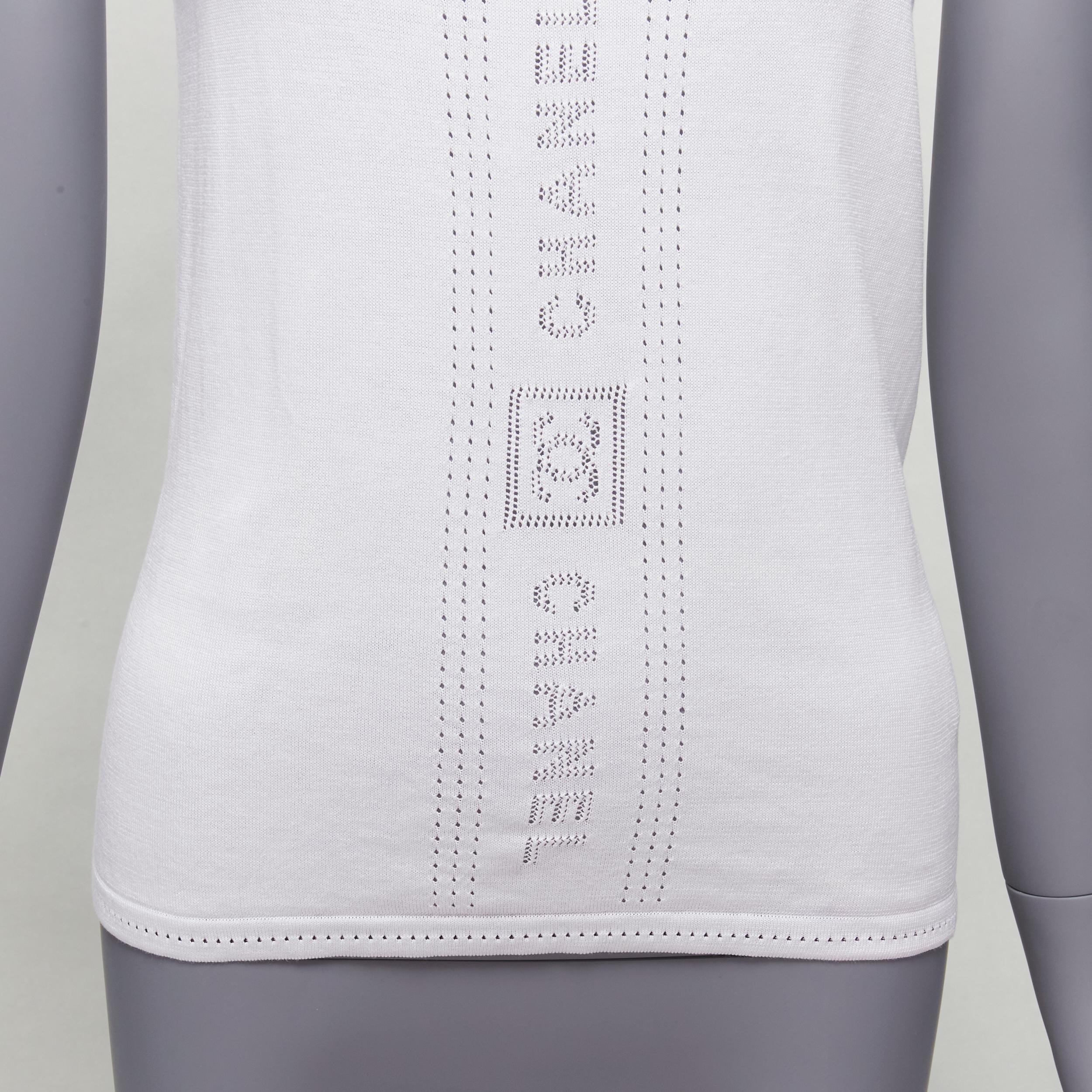 CHANEL SPORT 07C white cotton CC interlock logo knit cami tank top FR36 S 2
