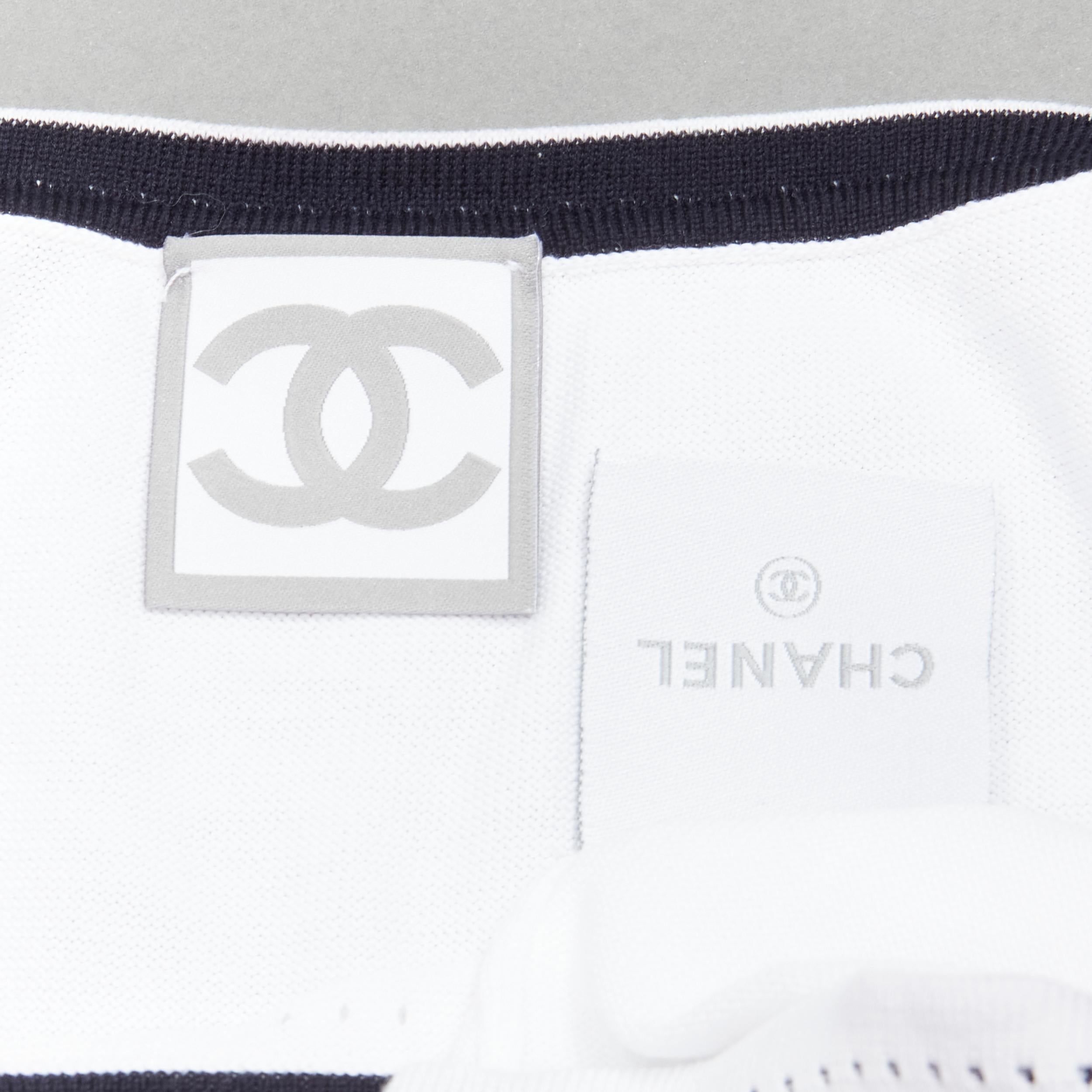 CHANEL SPORT 07C white cotton CC interlock logo knit cami tank top FR36 S 5