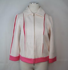 Chanel sport jacket in white and pink canvas.