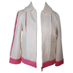 Chanel sport jacket in white and pink canvas.