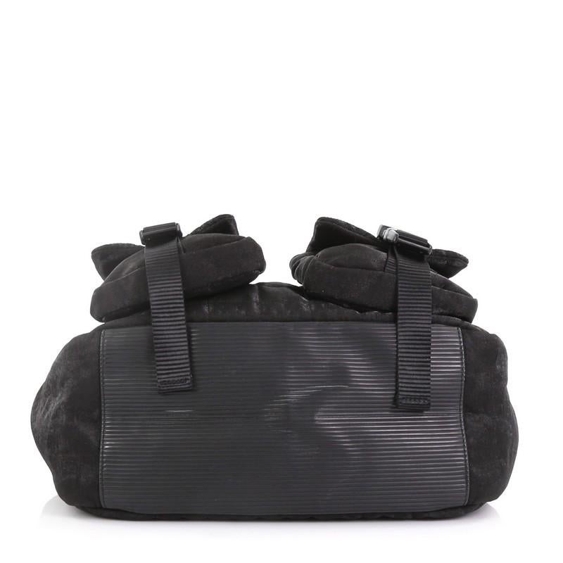 Black Chanel Sport Line Double Pocket Shoulder Bag Quilted Nylon Medium